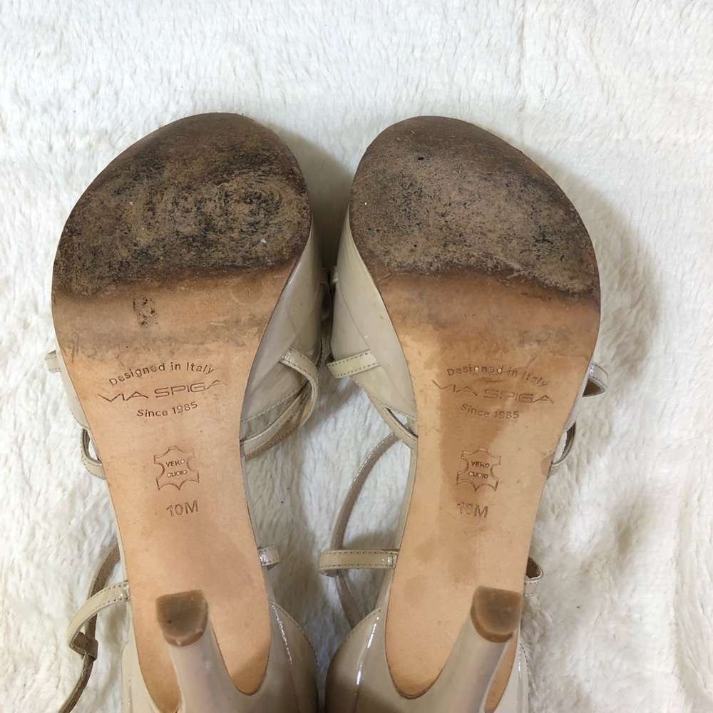 Via Spiga Nude Patent Leather High Heel Sandal - Picture 3 of 8